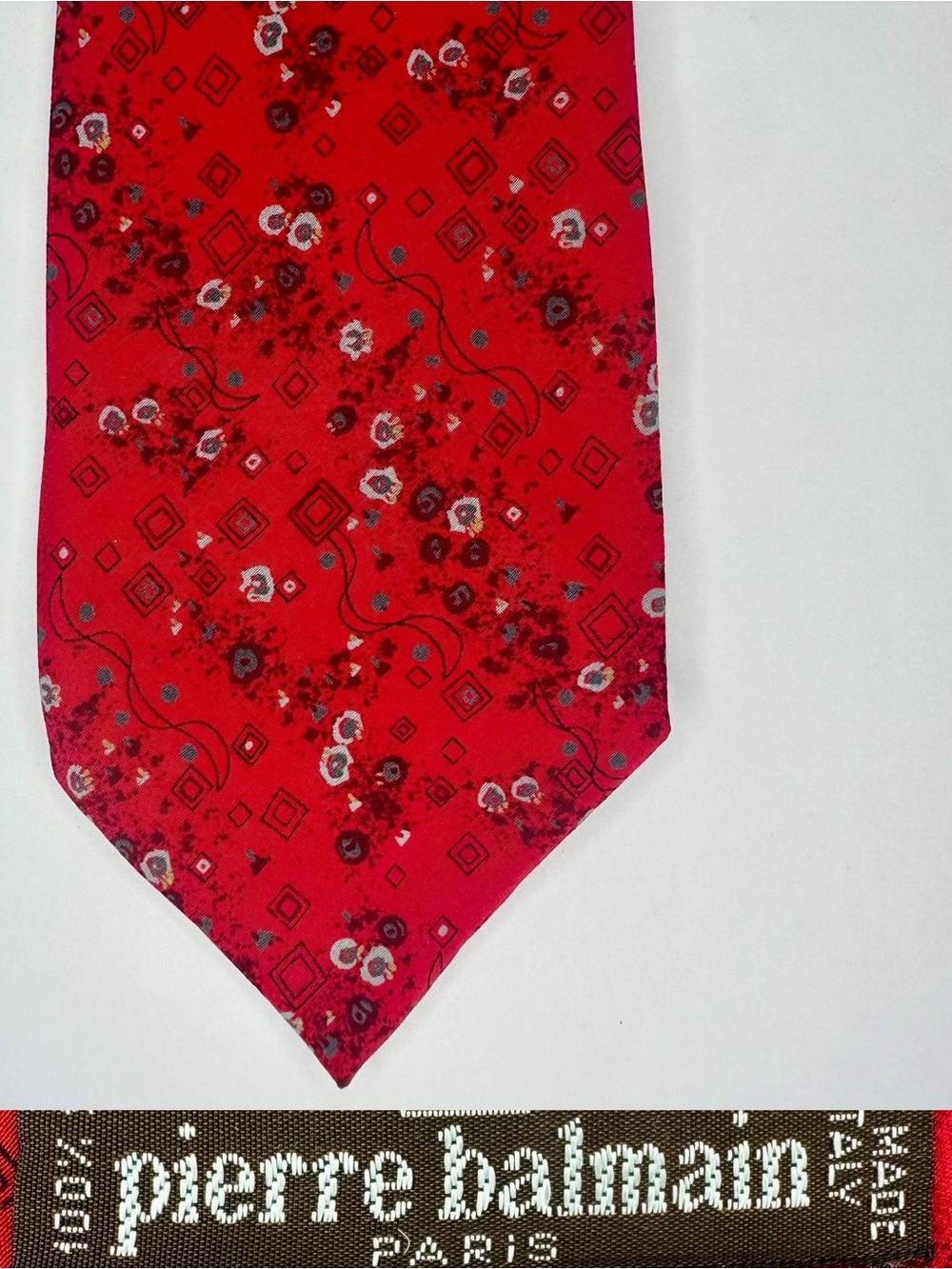 Pierre Balmain Red Floral Silk Tie